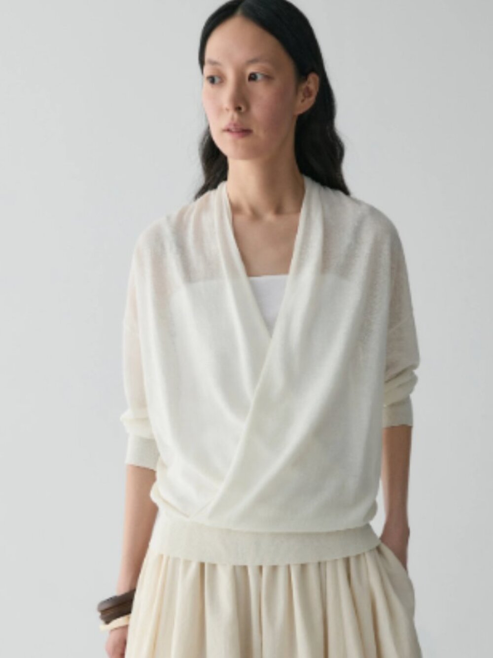 NWOT INSIS Femme Linen Wrap Top in Off White